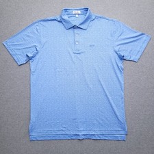 Peter Millar Summer Comfort Polo Shirt Large AOP Skull Blue Golf Wicking Stretch