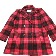 Vintage Pendleton Wool Jacket Womens 6 Red Plaid Double Breasted Insulated USA