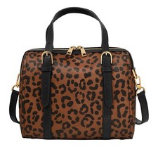 FOSSIL Carlie Satchel Umhängetasche Handtasche Leopard hellbraun