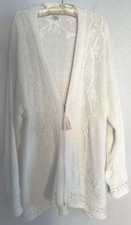 VTG Katy D. Embroidered Knit Cozy Sweater Cotton Ivory X-Large 22/24