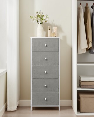 SONGMICS Kommode Aufbewahrungsschrank mit 5 Stoff-Schubladen hoch LTSDE315G01