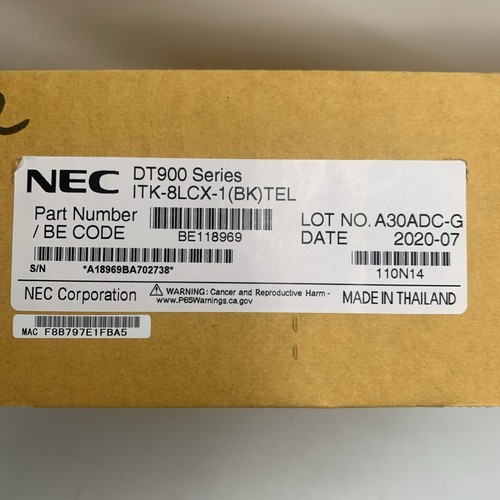 NEC DT900 Series ITK-8LCX-1 Black 8-Button Self-Label IP Telephone BE118969 - Photo 5/12