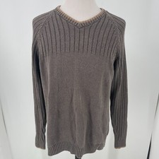 Columbia Pullover Sweater MENS Brown Cotton Knit V Neck SIZE LARGE