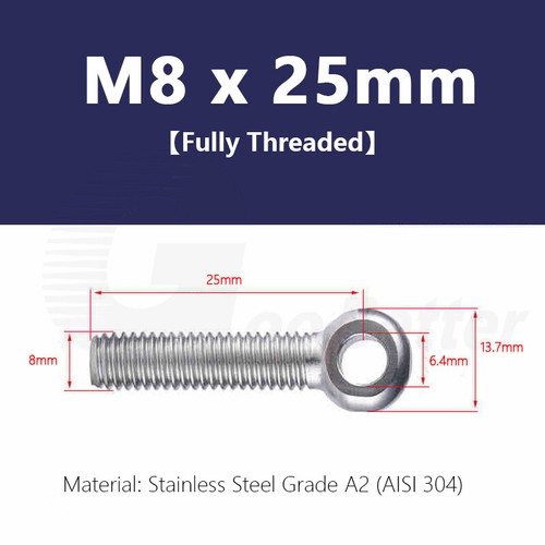 M8 Forged Eye Bolt DIN 444 Catenary Wire Hanging Screw A2 Stainless Steel EyeRod - Picture 13 of 29