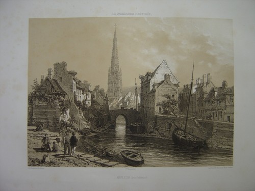 Konvolut 3 Lithographien für Q-G Städte HARFLEUR LILLEBONNE und HONFLEUR um 1850