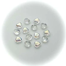 Czech glass Heart shaped druk beads 6mm Crystal AB coated Pressed Beads 50 pcs