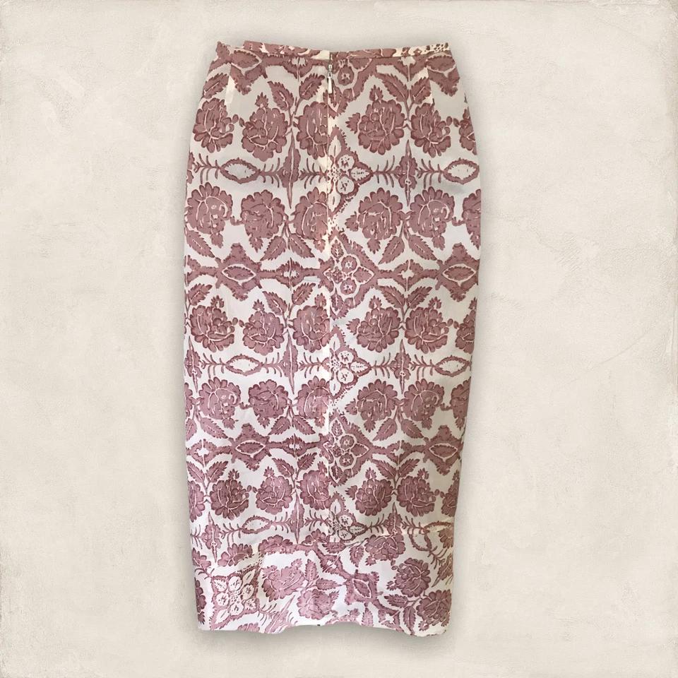 Day Birger et Mikkelsen Dusky Pink & Cream Silky Floral Skirt UK 10 US 6 EU 38 - Image 2 of 4