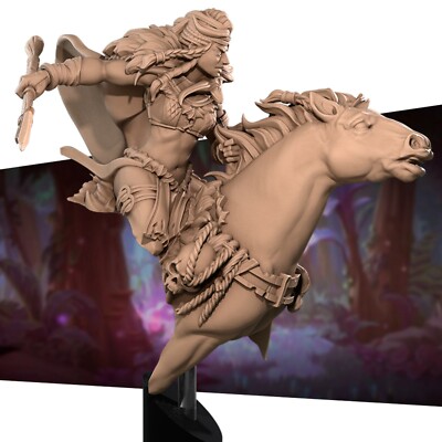 Amazon Queen Büste zu Pferd - Bite the Bullet - 32mm Fantasy D&D Miniatur