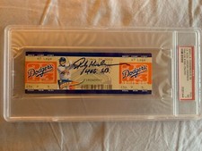 Rickey Henderson Stolen Base Record Ticket 1406 & 1270 Auto signed rare PSA7 1/1
