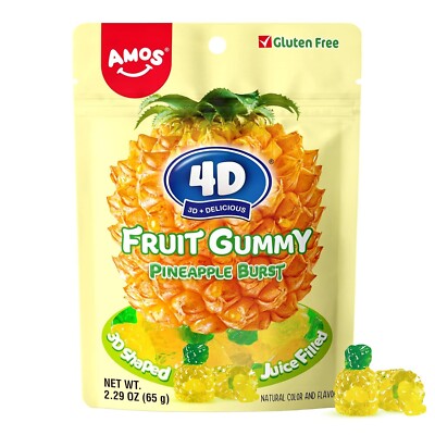 AMOS 4D Pinapple Burst Fruit Gummy - 3oz  Tik Tok Viral