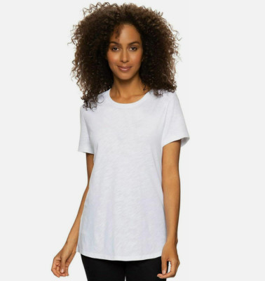 Felina Ladies Crew Neck Tee T-Shirt Texture Slub Jersey(WHITE,X-LARGE) NWT