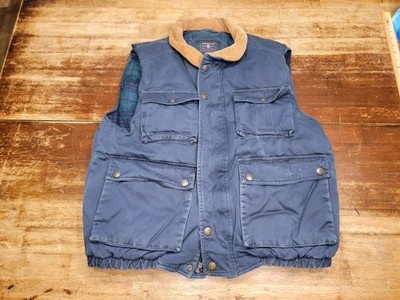 Coleman Outdoors Goose Down Vest Mens Sz L Navy Blue Flannel Lined Hunting Vest
