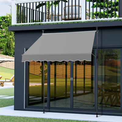 118.1'' x 59.1 Patio Awning Retractable Awning Sunshade Shelter with Crank Handle