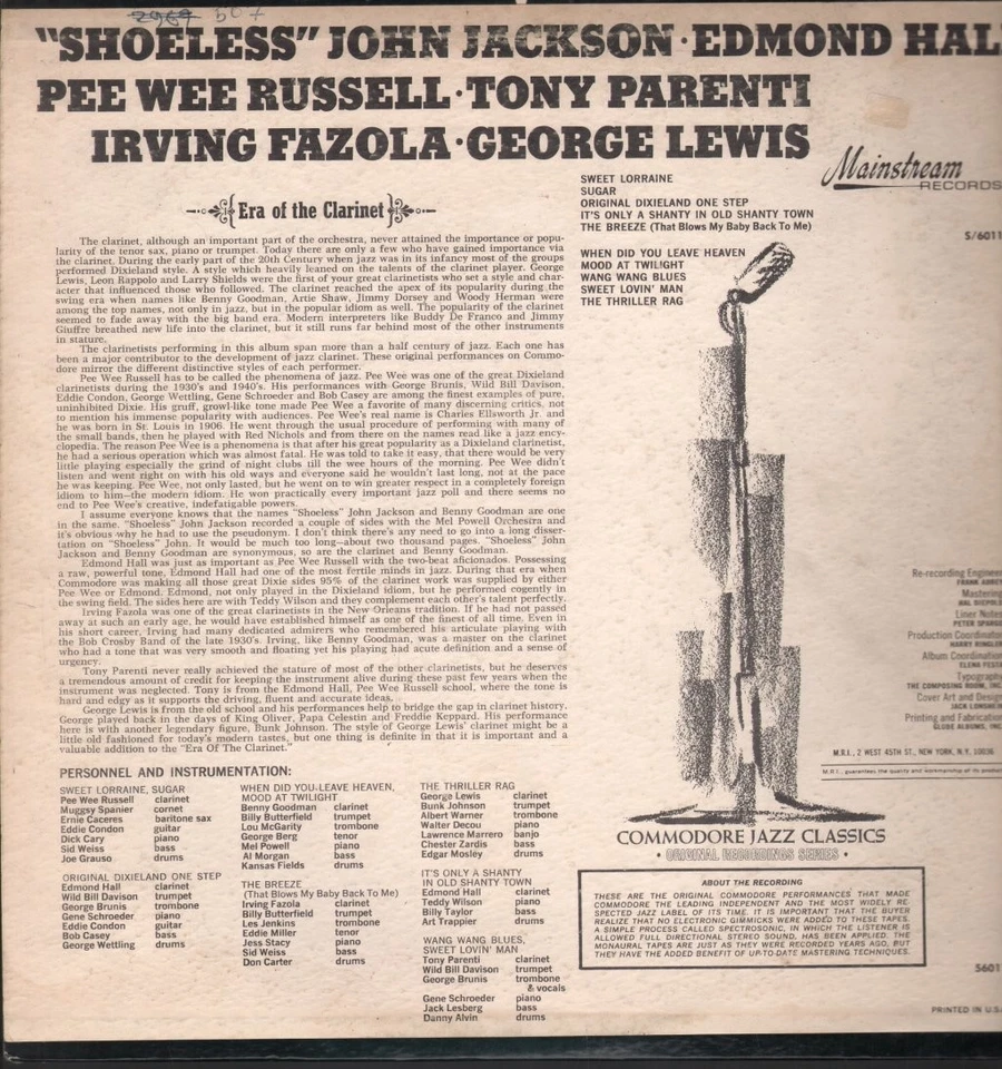 Divers Artistes Ère Du Clarinette LP Vinyle USA Mainstream 1964 Marron/Blanc - Photo 2/3