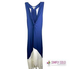 Banana Republic Blue White Colorblock Twist Front Racerback Maxi Dress Sz M
