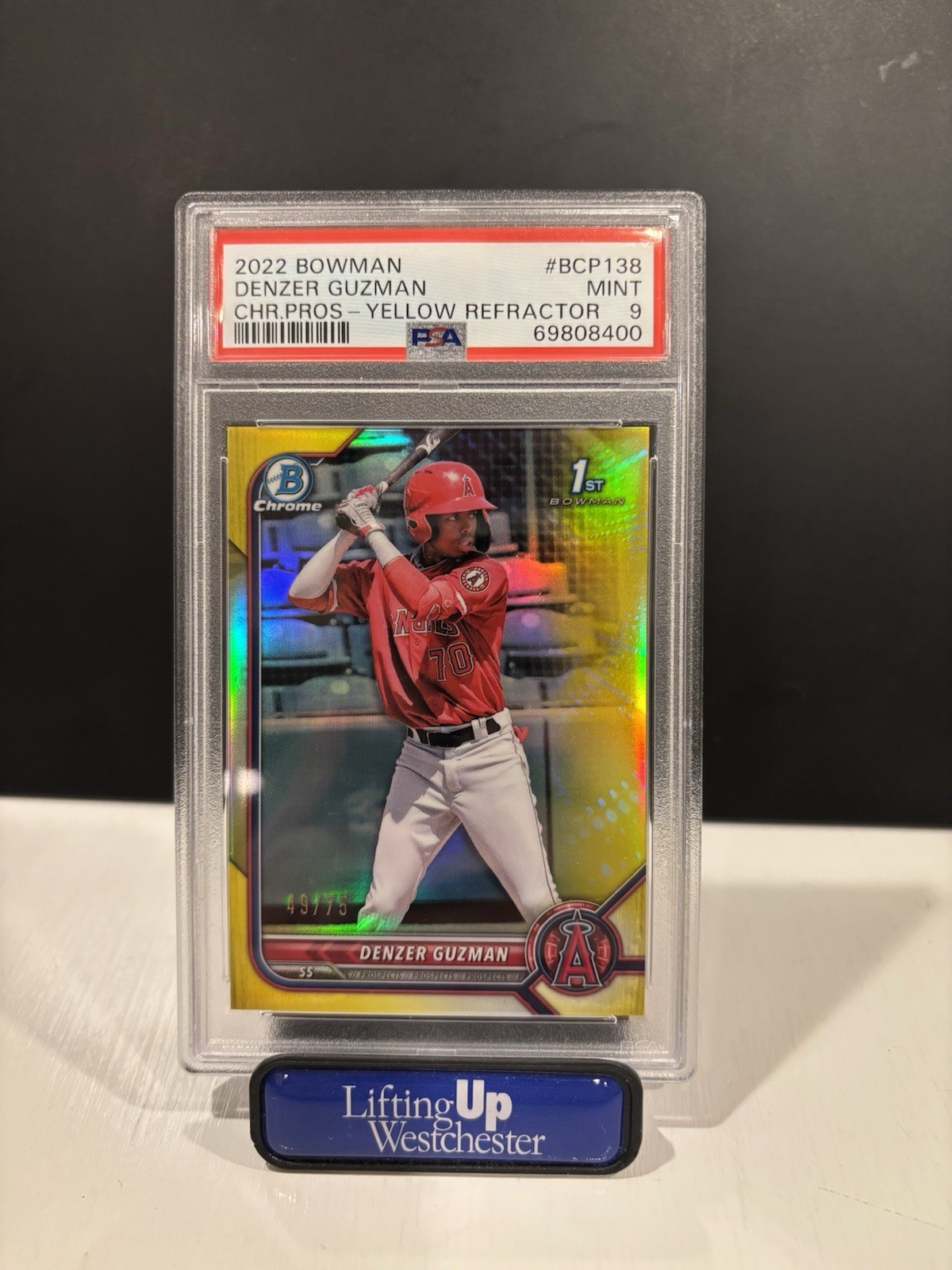 2022 Bowman Chrome Prospects Yellow Refractor 49/75 Denzer Guzman #BCP-138 r9d