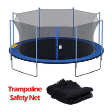 15FT 8Poles Trampoline Net Enclosure Safety Net with Zippers  Protection Buckle