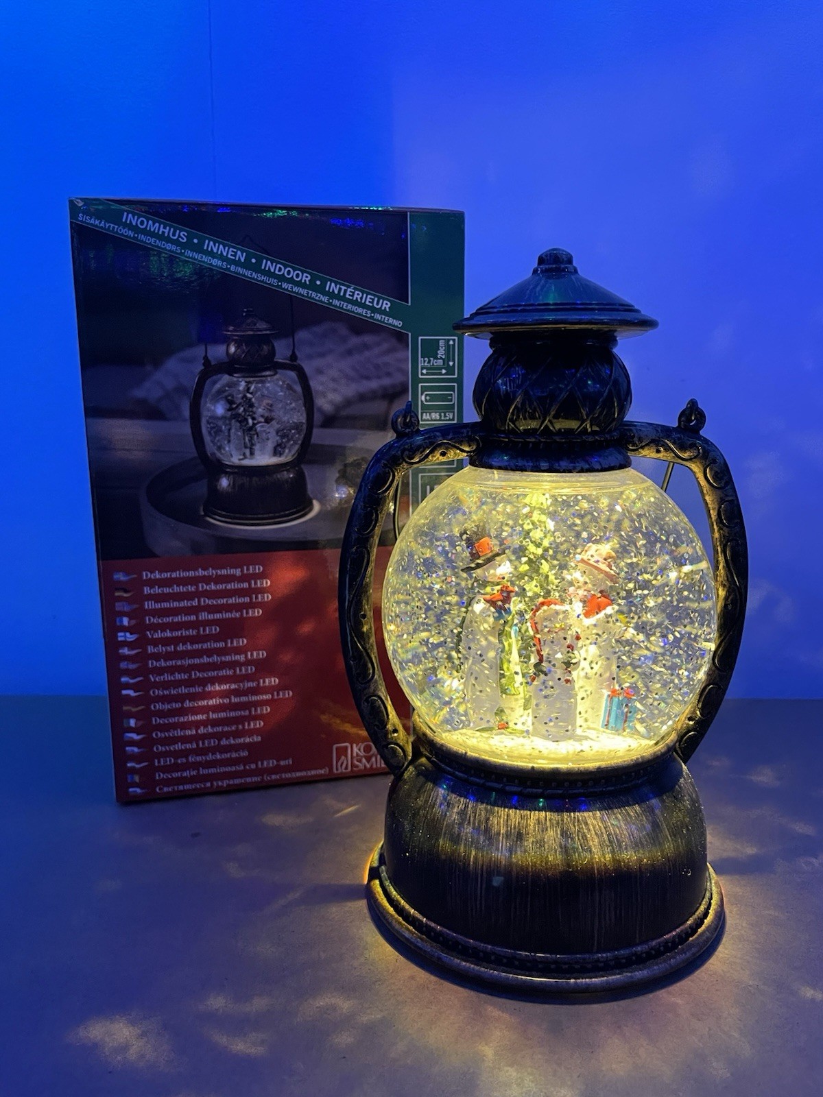 Konstsmide 3498-000 LED Snow Globe Lantern Snowman Family Christmas Ornament