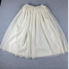 Cat  Jack Skirt Girls Large 10/12 White Tulle Glitter Silver Waist Party