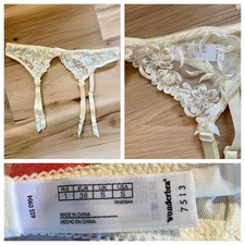 Vintager Wonderbra 7513 Garter Belt Small Ivory Floral Mesh Bridal Elegant