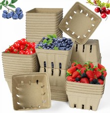 60 Pack Natural Pulp Fiber Berry Basket, Molded Produce Vented Kitchen Suppli...