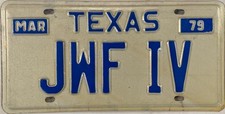 Vanity JWF IV license plate John Jay Jack Joe Jared Joan Julia James Jacob Jon