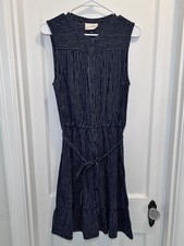 Universal Thread Navy White Striped Sleeveless Midi Ruffle Dress Womens S