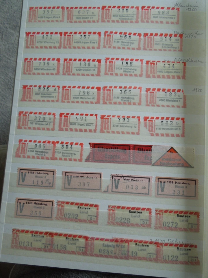 BRD, DDR, Welt, Einschreibzettel, Reko, Luftpost, Diverses, 6 Seiten - Bild 4 von 4