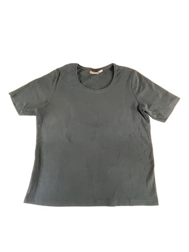 Chicos Shirt Womens 2 Black Short Sleeve Scoop Neck Basic Top Tee Cotton Casual