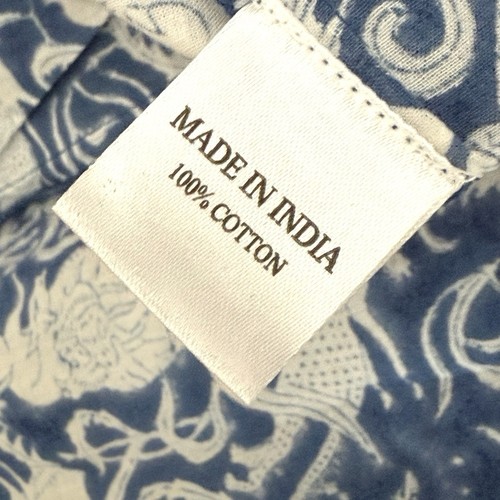 The Fox and the Mermaid Calla Ruffle Trim Block Printed Dress Blue Night Size M - Picture 9 of 12