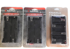Lot of 3 Radio Shack 4 'D' Cell Battery Holder with Wire Leads Plastic Cases NOS
