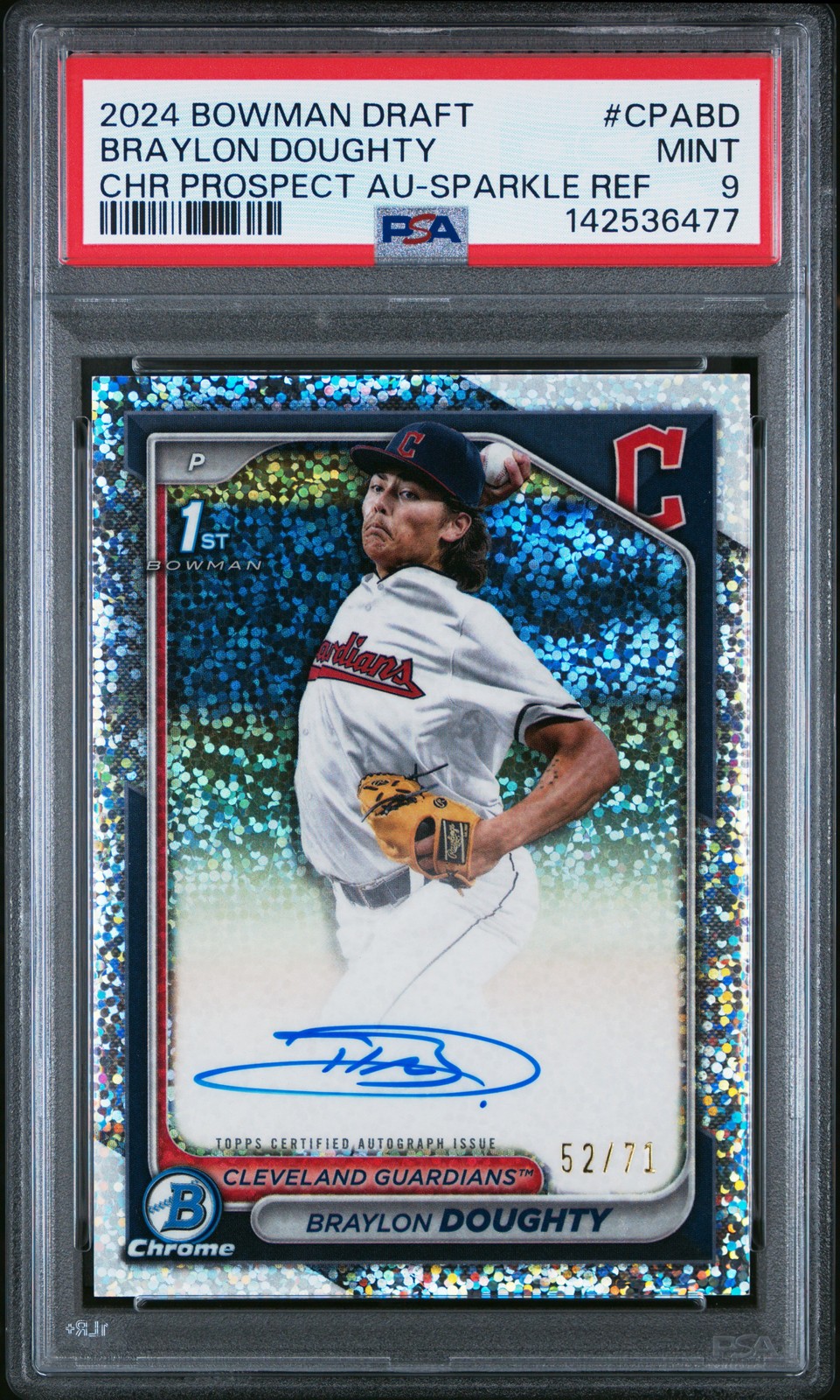 2024 BOWMAN DRAFT CHROME PROSPECT AUTOS #CPABD BRAYLON DOUGHTY 52/71 PSA 9