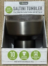 Reduce Saltini 12oz Stainless Steel Wide Rim 360° Sip Lid Cocktail Tumbler New