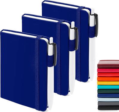 3 Pack Pocket Notebook Journals with 3 Black Pens, A6 Mini Cute Small Journal No