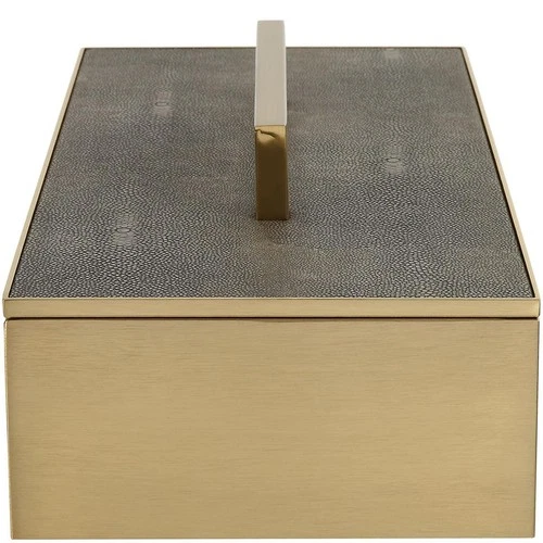 Uttermost 18111 Wessex 14 inch Classic Brass and Gray Faux Shagreen Box - Picture 2 of 9