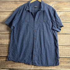 Patagonia 3XL Step Shirt Hemp Short Sleeve Button Down Blue