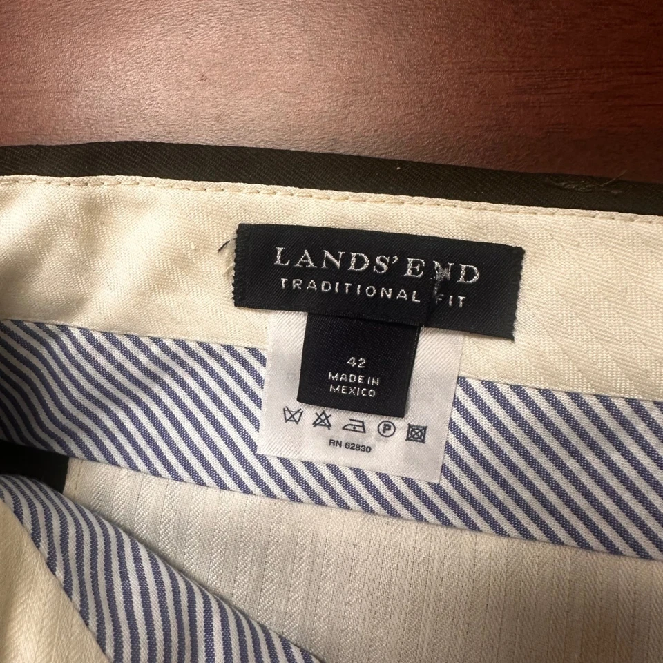 Pantalones de vestir plisados de lana de ajuste tradicional Lands End para hombre talla 42 pantalones pantalones Foto 4 de 4