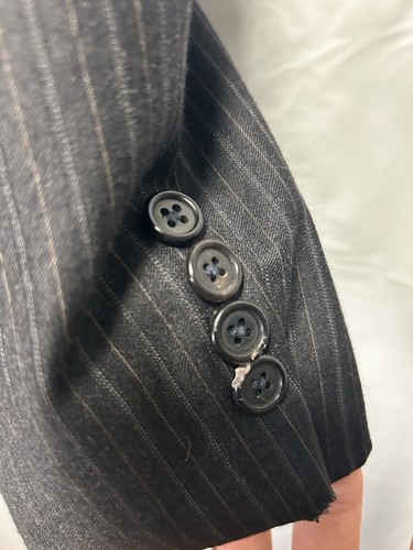 Hickey Freeman Blazer Herren 42R schwarz Streifen Loro Piana Wolle 2 Knöpfe gefüttert - Bild 3 von 6
