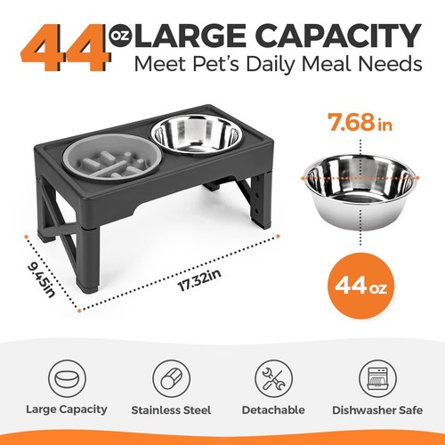 Cuencos elevados para perros con alimentador lento, 4 alturas ajustables elevadas para perros Sta... - Imagen 5 de 7