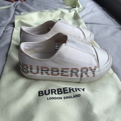 Burberry Kids girls boys white slip on shoes sneakers logo US 8