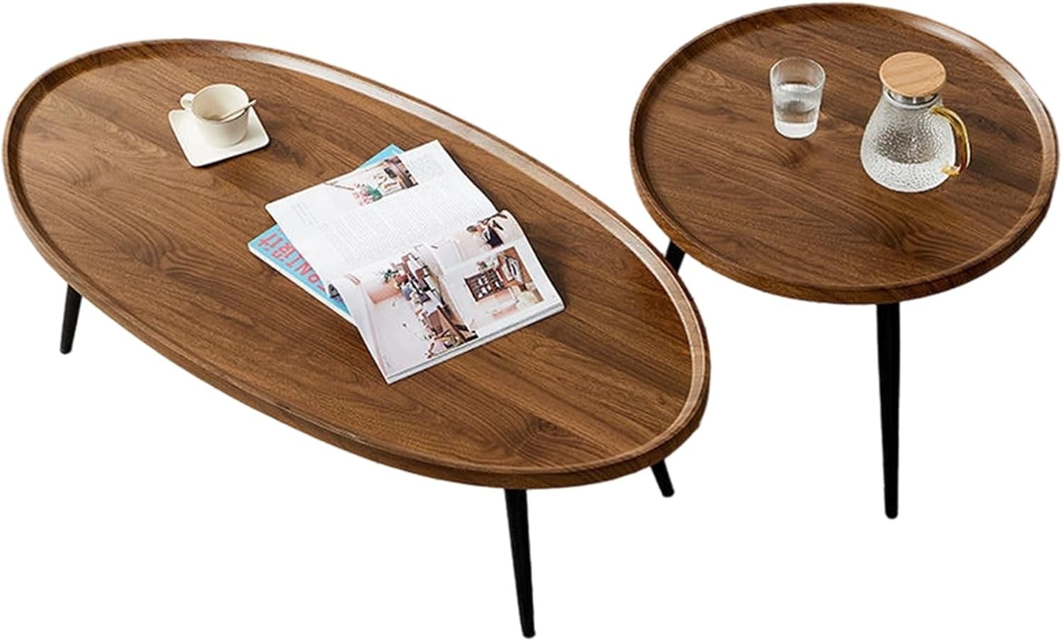 Nesting Coffee Table Set of 2 Side Tables for Living Room End Table Sofa Bedside