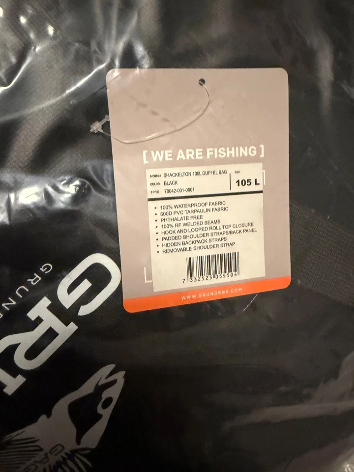 Bolsa de lona Grundens Shackelton 105L en negro Foto 3 de 4