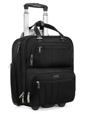 Underseat Carry On Luggage with Wheels, 16-inch Softside Rolling Under Seat L...