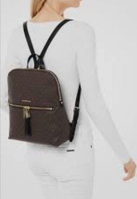 MICHAEL KORS MK Rhea Zip Medium Slim Backpack   Logo Brown 