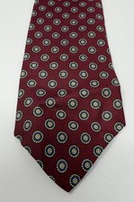 Vintage Brooks Brothers Silk Tie Burgundy Medallion Pattern Classic 3  58  