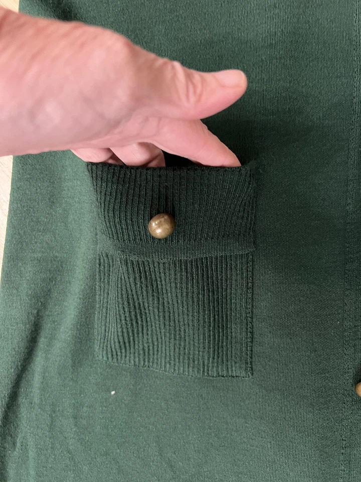 Vestido Lennie for Nina Leonard Mujer Grande Verde Botón Tejido Camisa Midi Bolsillos Foto 2 de 4