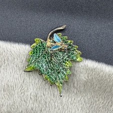 Vintage Chinese Export 800 Silver Brooch Gold...