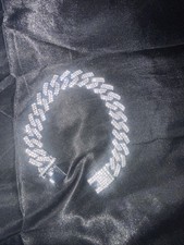 VVS1 20cm Moissanite Cuban Link Bracelet 925 Sterling Silver Passes Tester