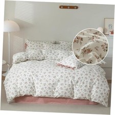 Vintage Garden Floral White Comforter Set Full 79"x90" Bow Tie Blush Pink