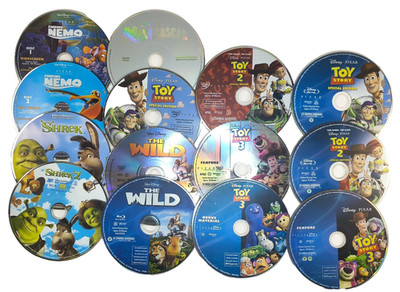 Disney Dreamworks Pixar DVD Blu Ray Lot 14 Count Toy Story Shrek Finding Nemo